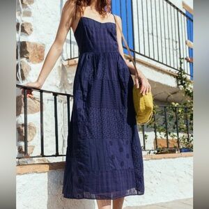 NWT ZARA Elegant Navy Blue Strapless Dress